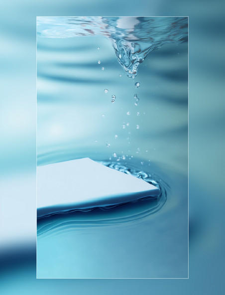 淡蓝色水面产品拍摄背景水波水滴
