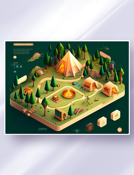 3D立体露营户外郊游野营网站界面设计