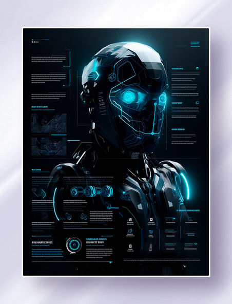黑蓝色系高科技机器人界面网站排版设计