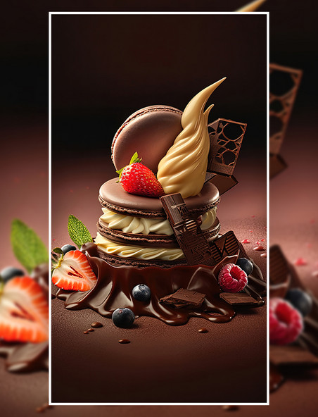 甜品草莓巧克力蛋糕美食餐饮