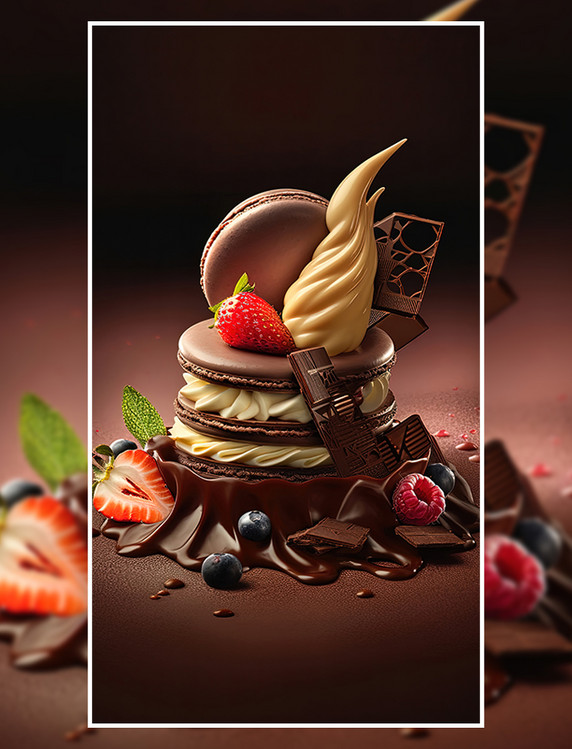 甜品草莓巧克力蛋糕美食餐饮