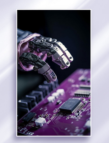 3D立体超写实科技微焦距紫色芯片主板电路板机械臂