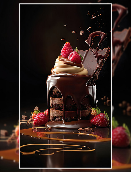甜食甜品草莓巧克力蛋糕美食餐饮