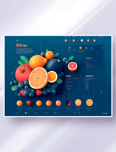 高端蓝色系水果网站网页界面设计