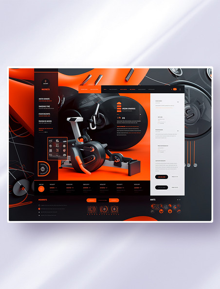 帅酷黑橙色系健身器材类网页网站界面设计
