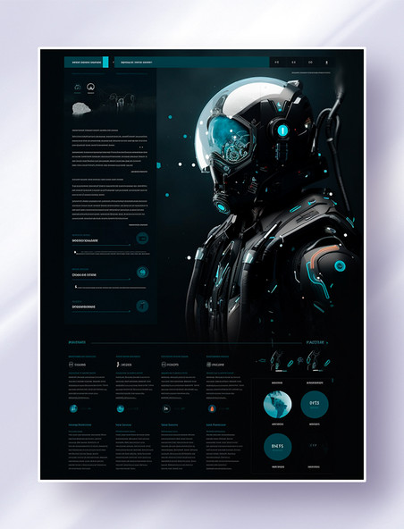 蓝黑色系高科技机器人网站界面排版设计