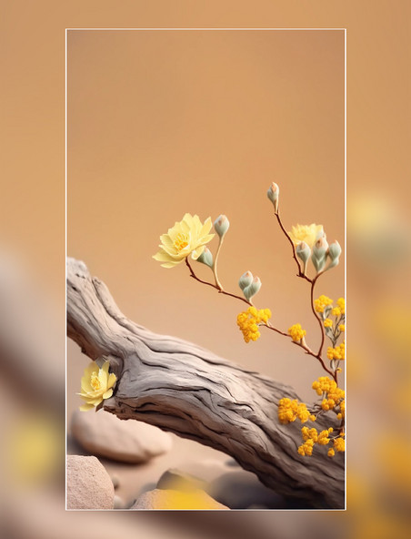 树枝枝干花朵产品拍摄背景植物梅花
