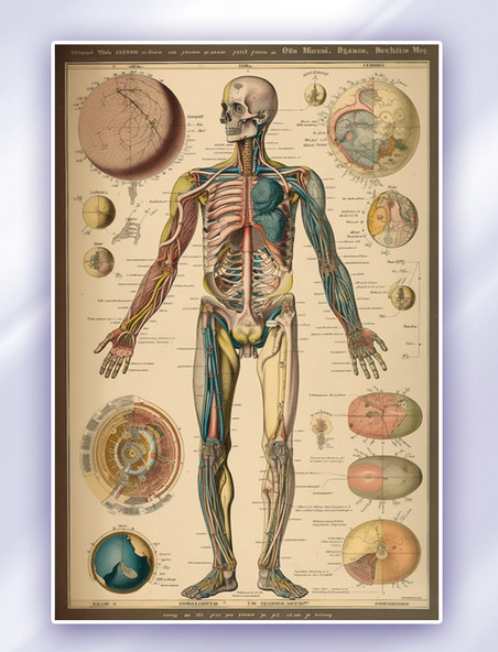 人体解剖图百科图解学术知识科普标本图谱数字插画