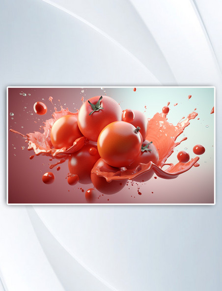 AI绘画红色创意西红柿水果