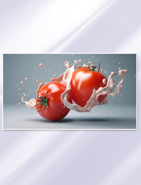 新鲜蔬菜西红柿创意广告数字插画