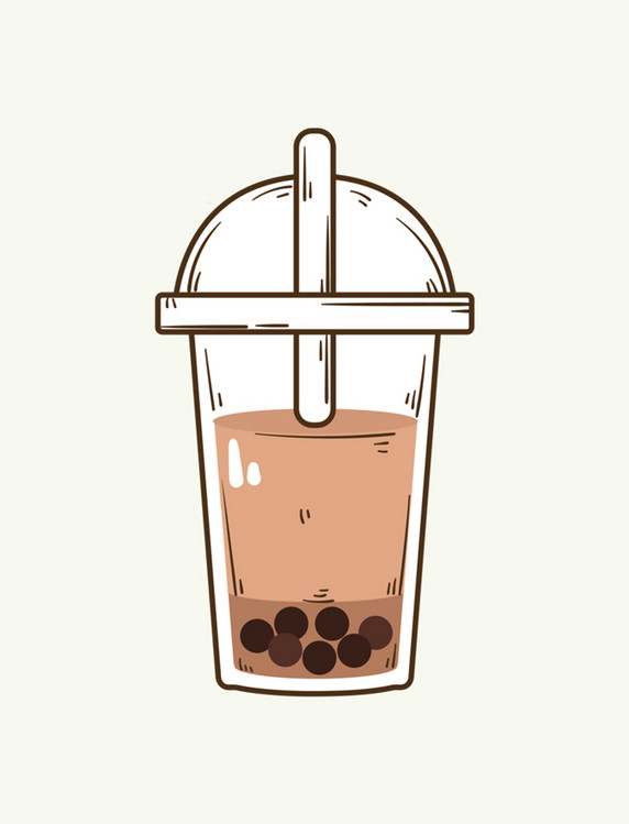 速写奶茶杯珍珠奶茶插画