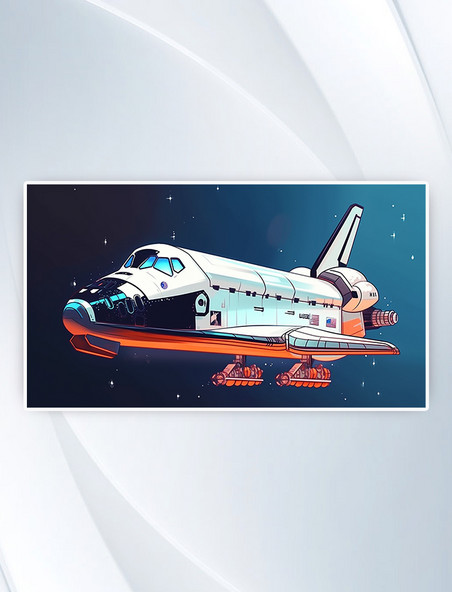 科技科幻宇宙飞船探索飞行器插画