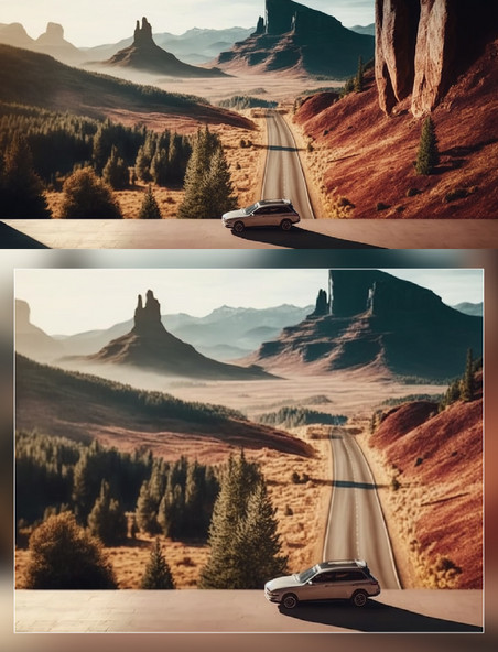 沙漠汽车公路摄影风景