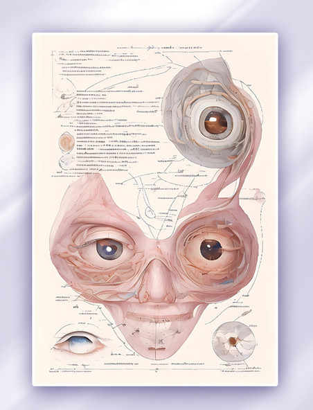 人体眼球器官医学研究笔记数字插画