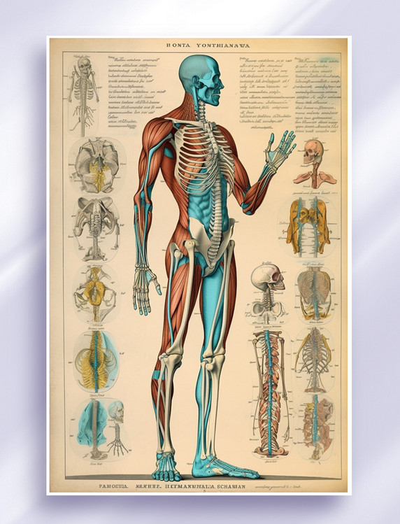 人体解剖图百科图解学术知识科普标本图谱AI 插画