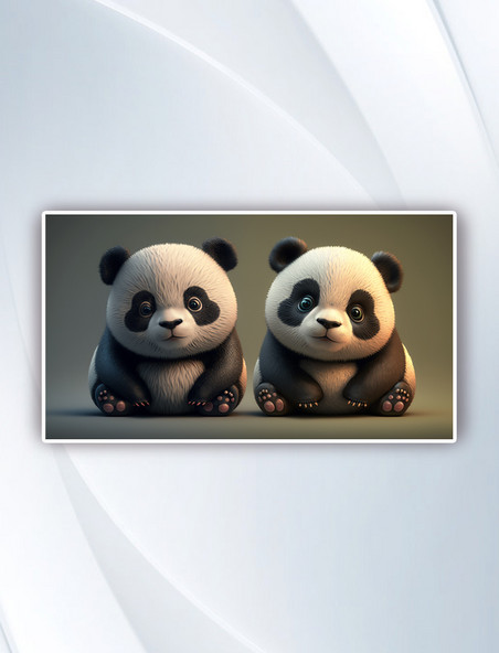 卡通可爱3D小熊猫背景