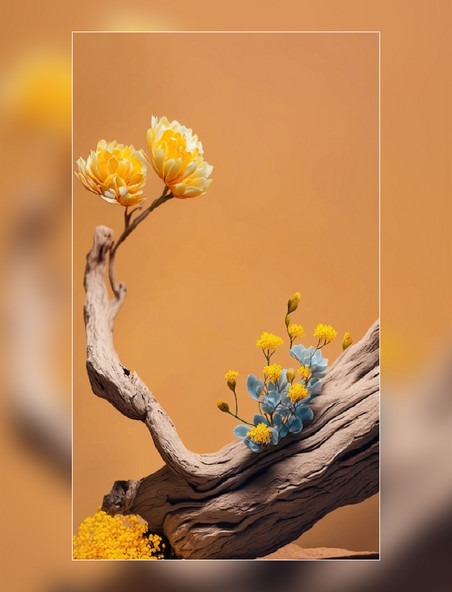 黄色枝干花朵产品拍摄背景植物梅花