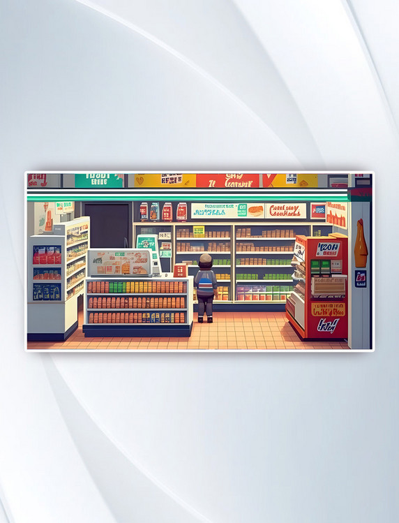 像素风格超市商店场景插画