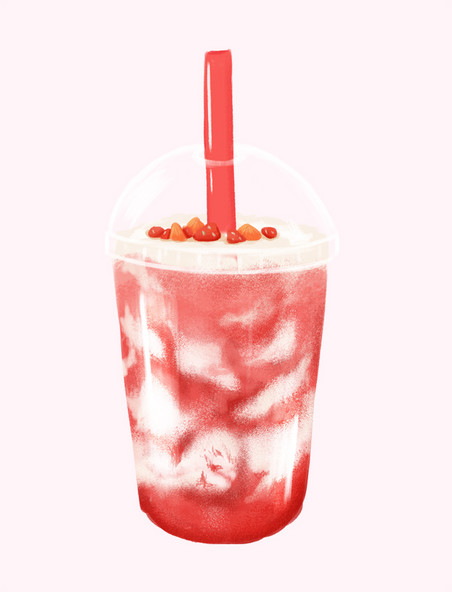 草莓冰淇淋芝士奶盖饮料元素