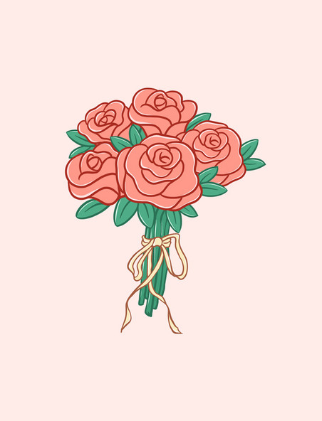 玫瑰花束手绘