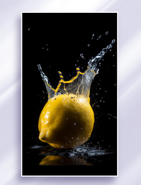 柠檬在水中的产品摄影背景