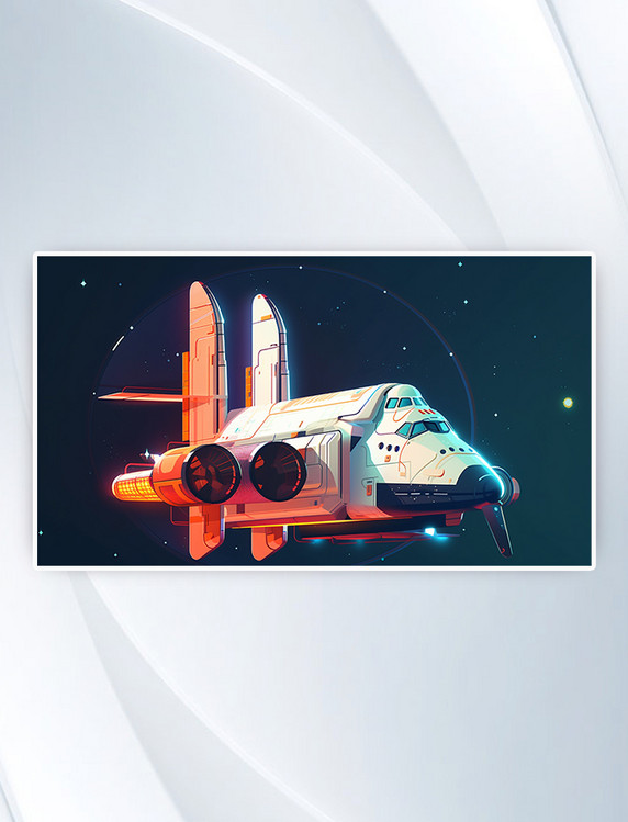科技科幻宇宙飞船探索飞行器插画