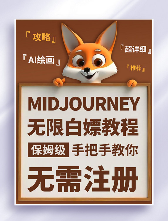 Midjourney保姆级教程AI绘画棕色3D小红书配图