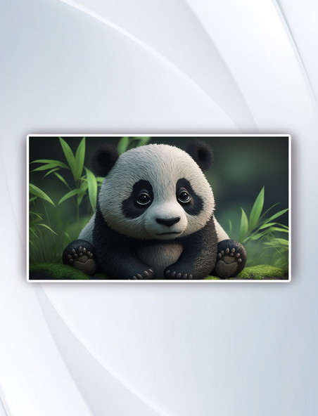 卡通动物可爱3D小熊猫背景