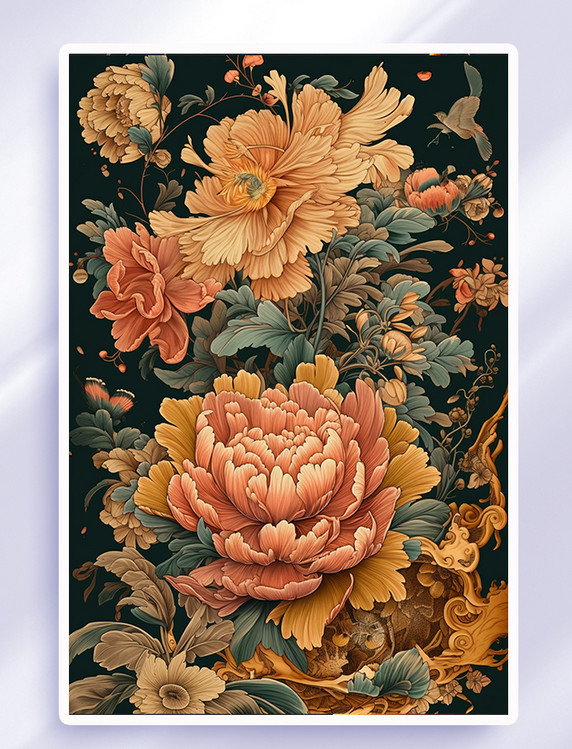 国潮传统数字艺术插画