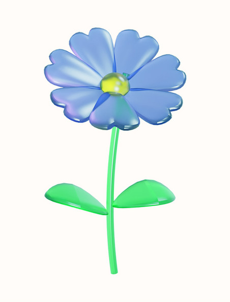 3D立体玻璃亚克力蓝色花朵植物