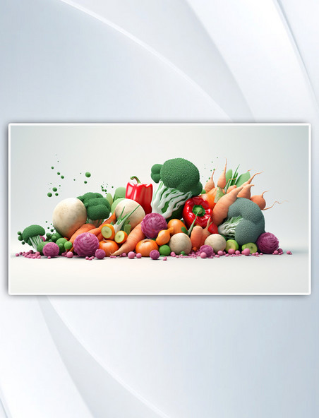 AI绘画创意新鲜蔬菜组合食物