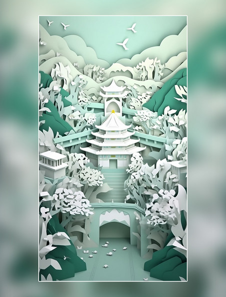 北京天坛中国超美插图春季城市剪纸艺术中国建筑平面插图