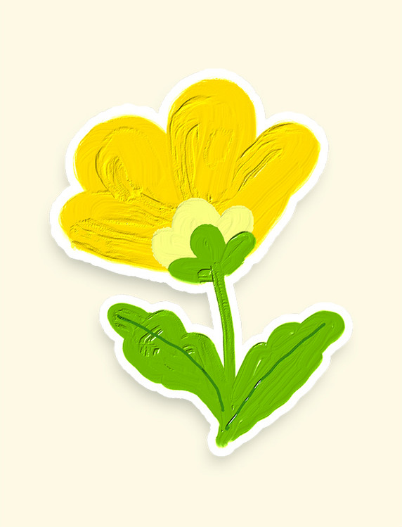 时尚潮流春季春天油画风花朵植物贴纸