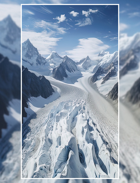 冬季雪山冰川蓝天白云自然风景 摄影图摄影