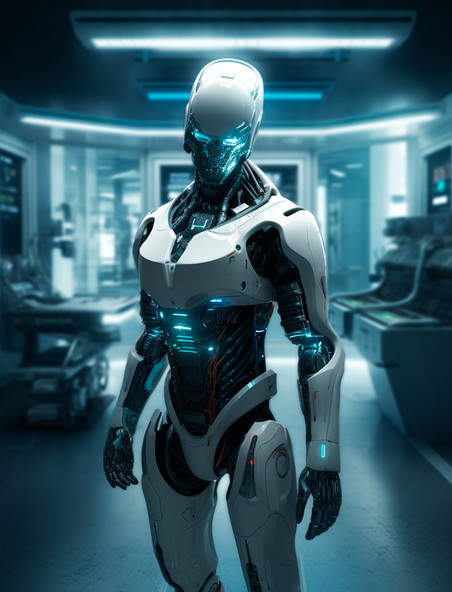 炫酷的黑白配色人形智能机器人超智能科技