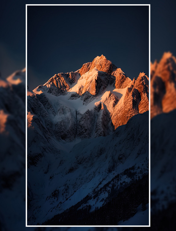 冬季雪山冰川夕阳山峰山脉风景摄影摄影图