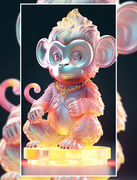 梦幻玉器摆件猴子动物IP玩具