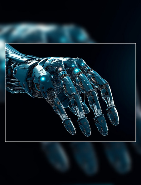 深蓝色的人工智能科幻机器人手臂科技