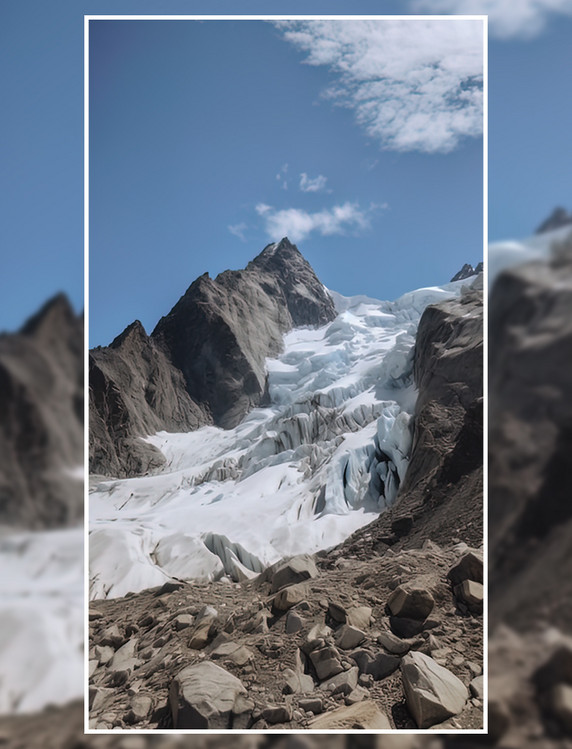 冬季雪山冰川自然风景蓝天白云摄影图摄影