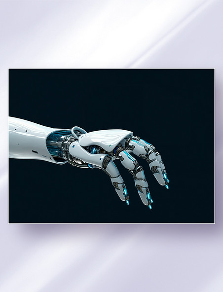 白色蓝光人工智能机械手臂手掌科技