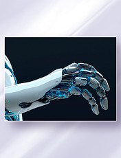 白瓷机甲外壳的科幻智能机器人手臂手掌特写镜头科技