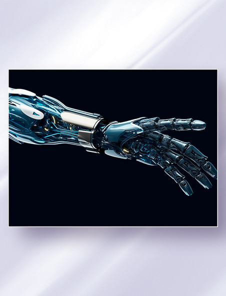 深蓝色科幻智能机器人手臂机械手账科技