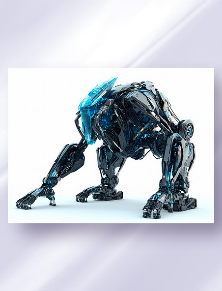 黑蓝色人工智能仿生科幻机器人机械生物科技