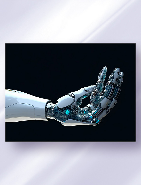 科幻人工智能机械手臂手掌白色科技