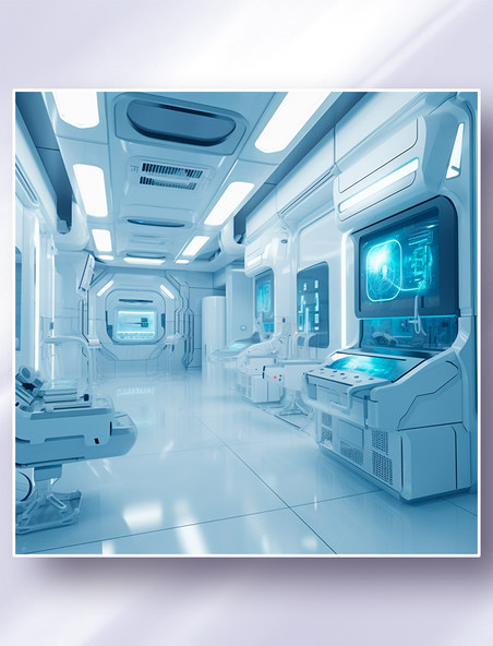 智能高科技白色医疗室医疗设备器械摄影图摄影