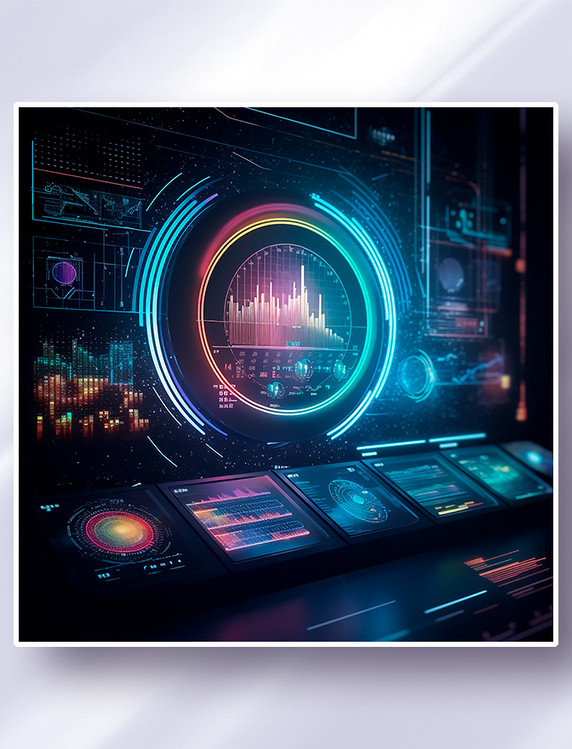 炫酷科幻风立体可视化图表数据表展示界面