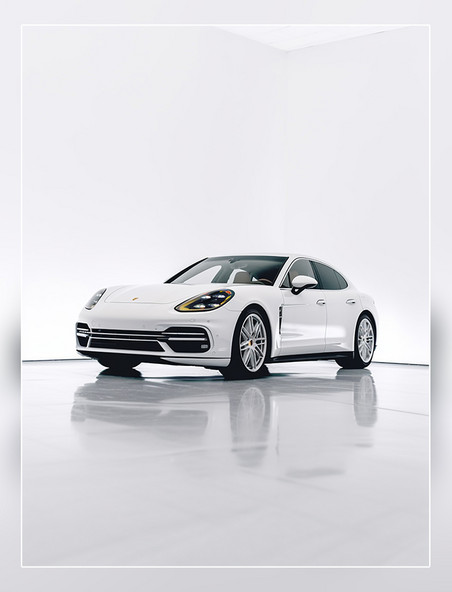 跑车白色汽车法拉利超现实主义全景视角汽车摄影