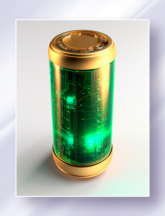 金绿色电路板新能源科幻电池
