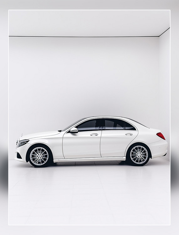 汽车摄影轿车白色汽车超现实主义全景视角