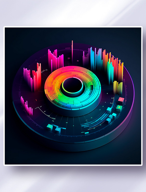 圆形彩色立体可视化数据图表数据表